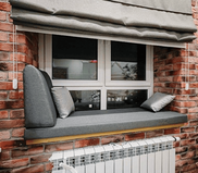 серый цвет, съемные чехлы подушка на подоконник Мягкий Подоконник